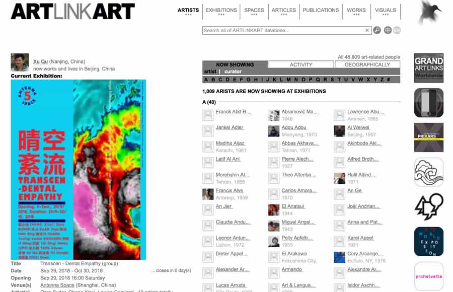 chinese contemporary art platforms - artlinkart webpage