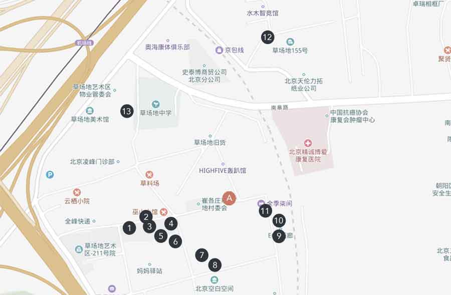 art gallery tours Beijing - Cao Chang Di tour map