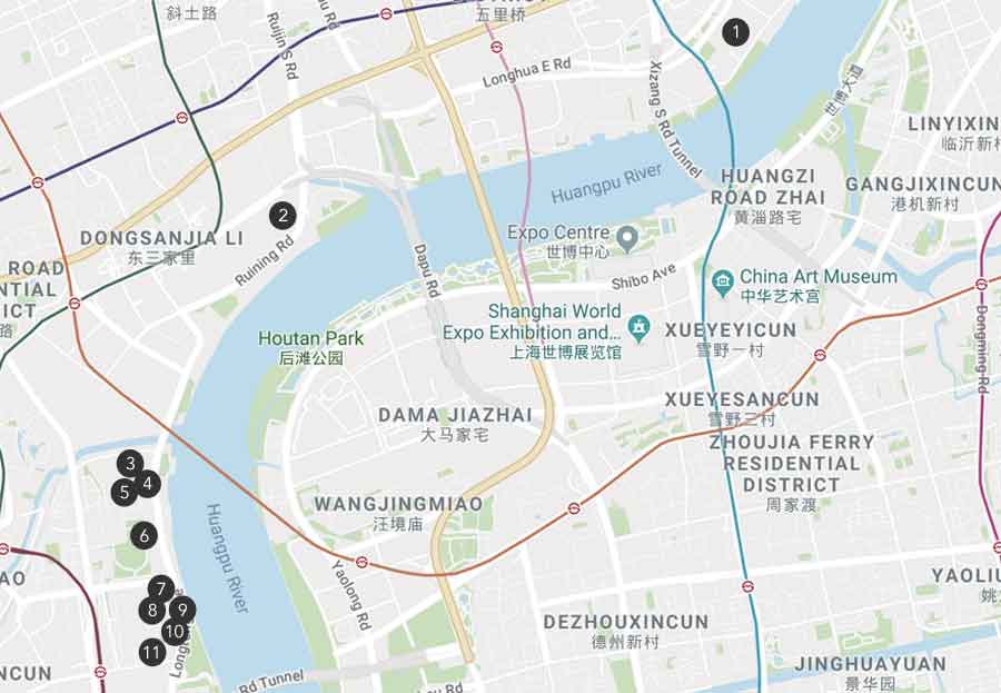 Art Gallery Tours SHANGHAI -Westbund map